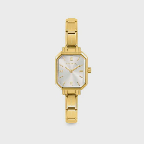 Nomination Paris Gold Rectangular Watch with Silver Face