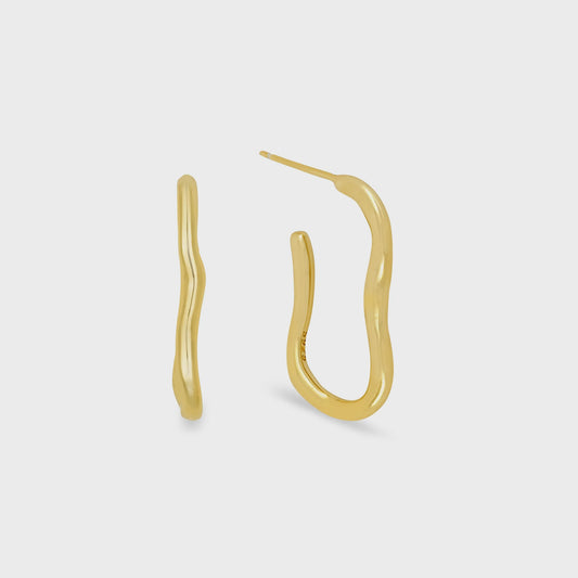 Ripple Hoop Earrings Gold
