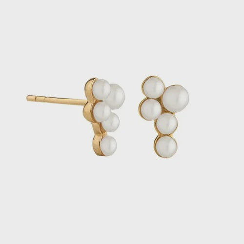 Pearl Cluster Earrings Gold