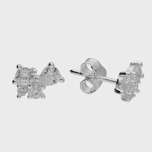 Irregular cubic zirconia mixed studs Sterling Silver