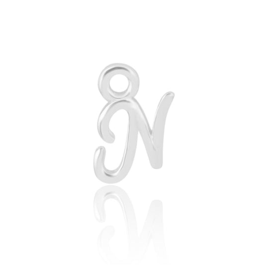 Initial Alphabet Charm, N, 925 Sterling Silver.