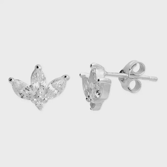 Cubic zirconia triple petal studs