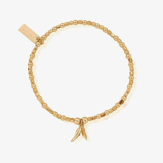 Gold Mini Cube Double Feather Bracelet