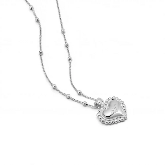 Mini Engravable Bobble Heart Necklace Sterling Silver