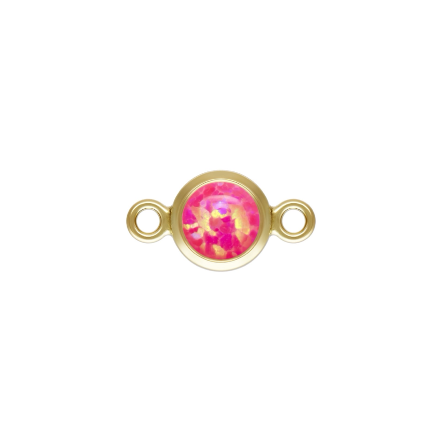 14ct Yellow Gold Filled 4mm Hot Pink  Opal Bezel Connector