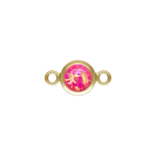14ct Yellow Gold Filled 4mm Hot Pink  Opal Bezel Connector