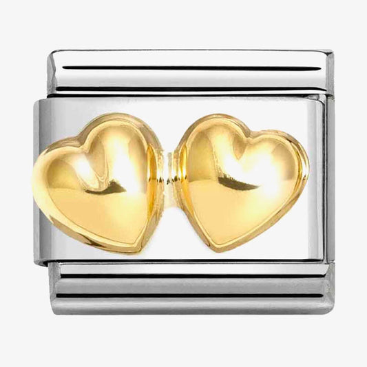 Classic Gold Double Rounded Hearts Charm