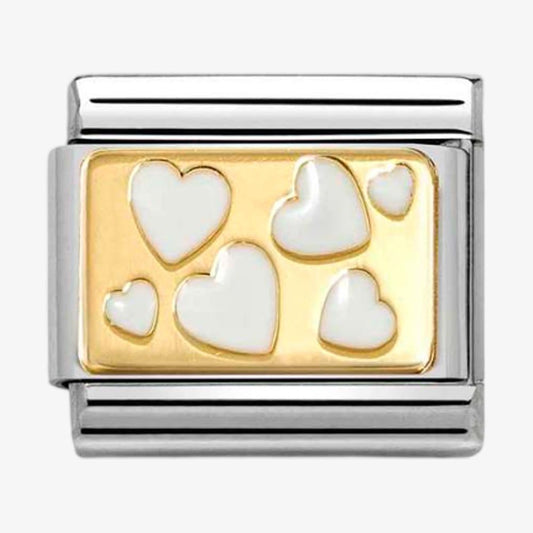 CLASSIC Gold & White Hearts Charm