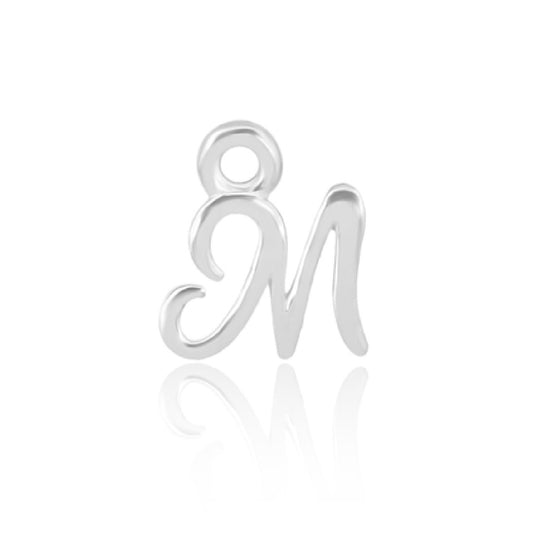 Initial Alphabet Charm, M, 925 Sterling Silver.