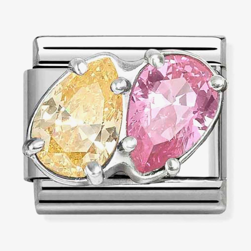Classic Pink & Yellow Teardrop Charm