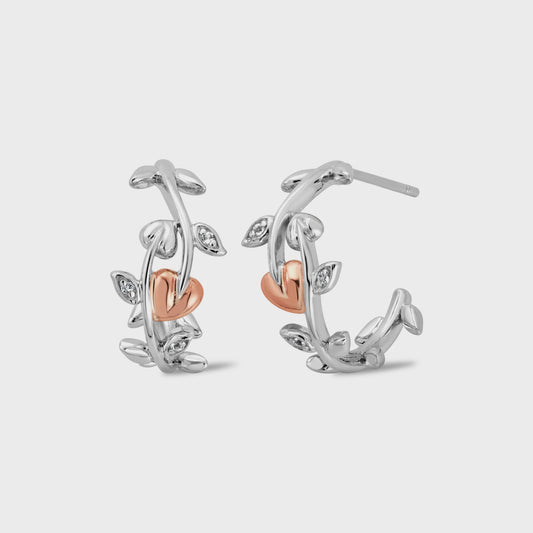 Vine of Life Silver Half-Hoop Earrings