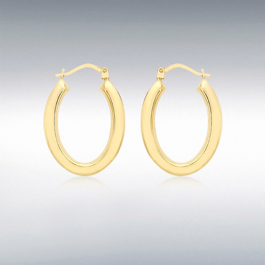 9ct Yellow Gold 20mm x 27mm Polished Oval Hoop Creole Earrings