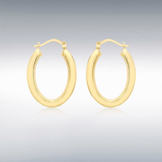 9ct Yellow Gold 20mm x 27mm Polished Oval Hoop Creole Earrings