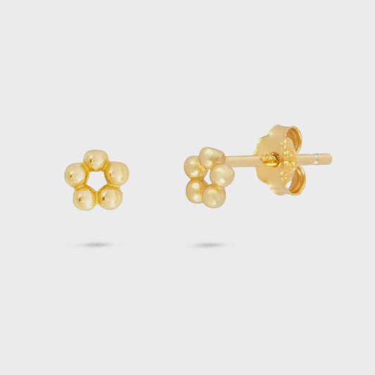 Beaded Circle Stud Earrings Gold