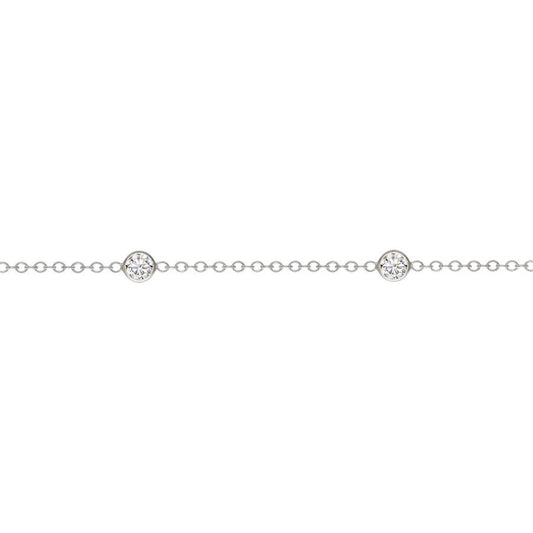 925 Sterling Silver 1.7mm Flat Cable 4.0mm White CZ Anklet