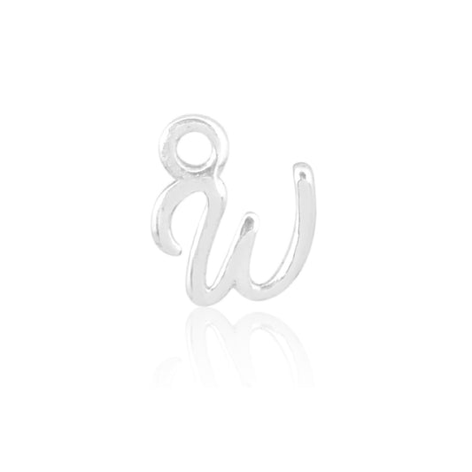 Initial Alphabet Charm, W, 925 Sterling Silver.