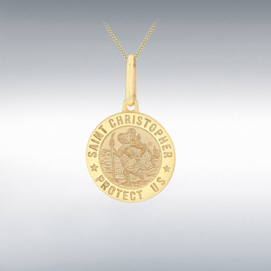 9CT Yellow Gold St.Christopher Travel Reversible Pendant