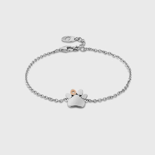 Paw Prints on My Heart Silver Single Paw Bracelet