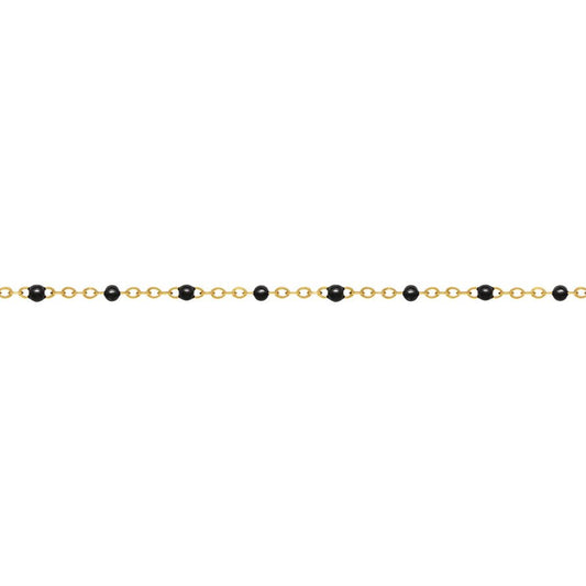 4ct Yellow Gold Filled 1.7mm Flat Cable Chain With Black Epoxy Beads 27cm for Anklet