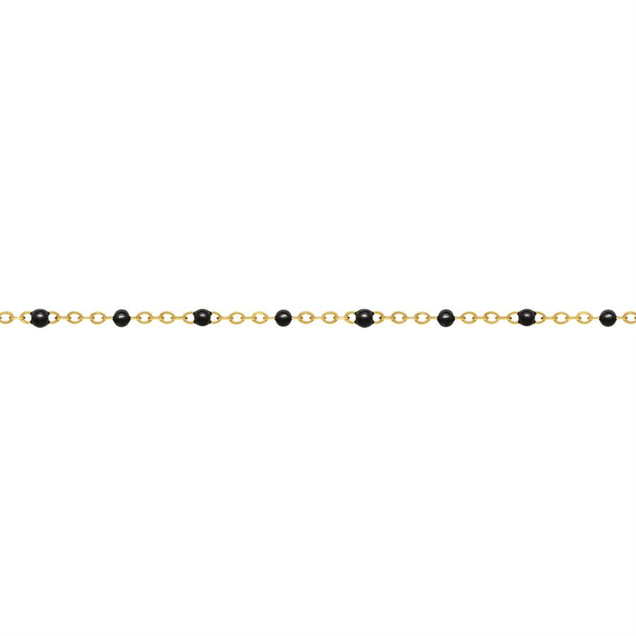 14ct Yellow Gold Filled 1.7mm Flat Cable Chain With Black Epoxy Beads 21 cm.
