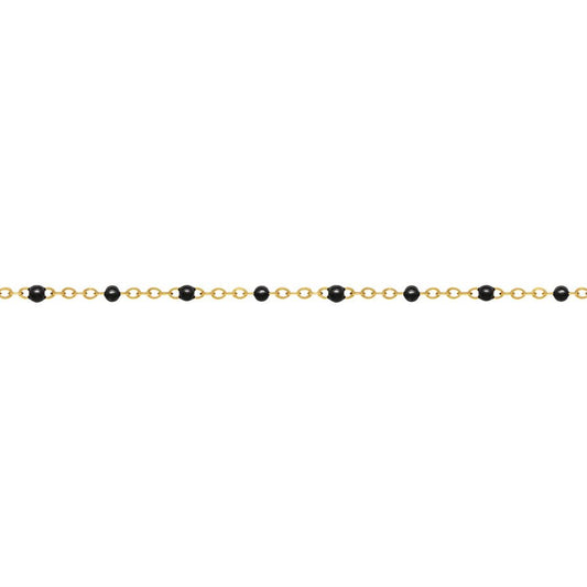 14ct Yellow Gold Filled 1.7mm Flat Cable Chain With Black Epoxy Beads 21 cm.