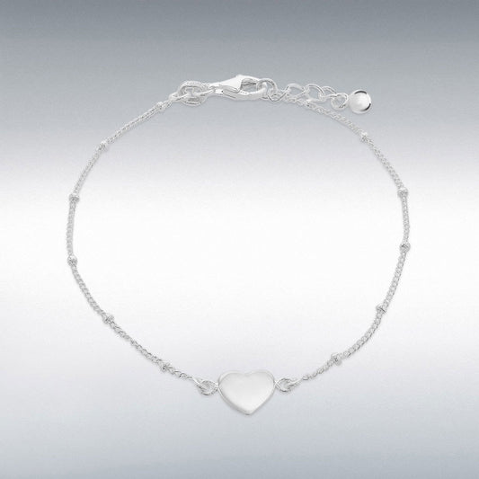 Sterling Silver Curb and Ball Bracelet Adjustable 18cm/7" - 19cm/7.5"