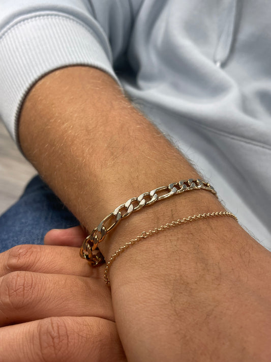 Steel Figaro Bracelet with Polished Rose IP Plating