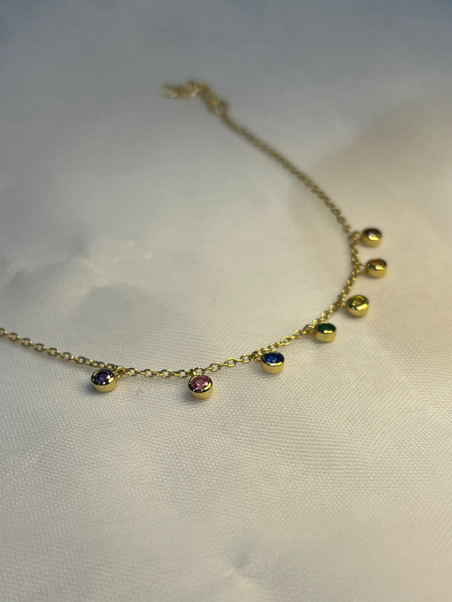 Gold-Plated Rainbow Cubic Zirconia Bracelet