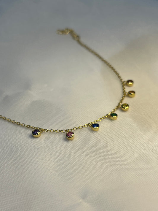 Gold-Plated Rainbow Cubic Zirconia Bracelet