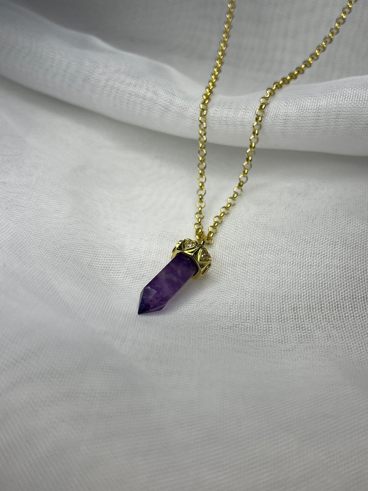 Gold Plated Amethyst Crystal Necklace