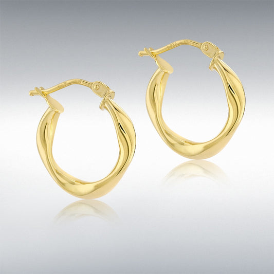 9ct Yellow Gold 15.5mm x 17mm Twisted-Square-Hoop Creole Earrings