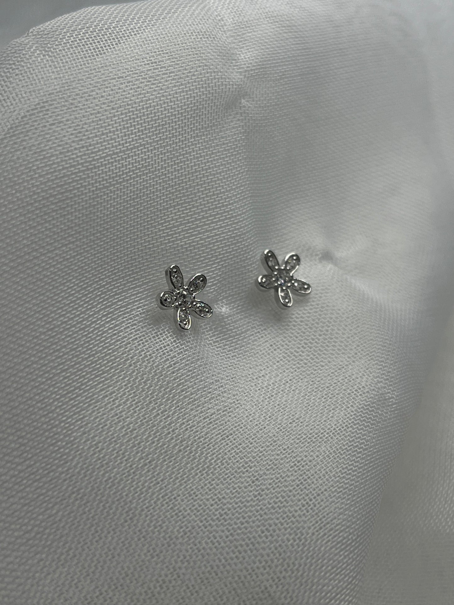 Cubic Zirconia Flower Stud Earrings