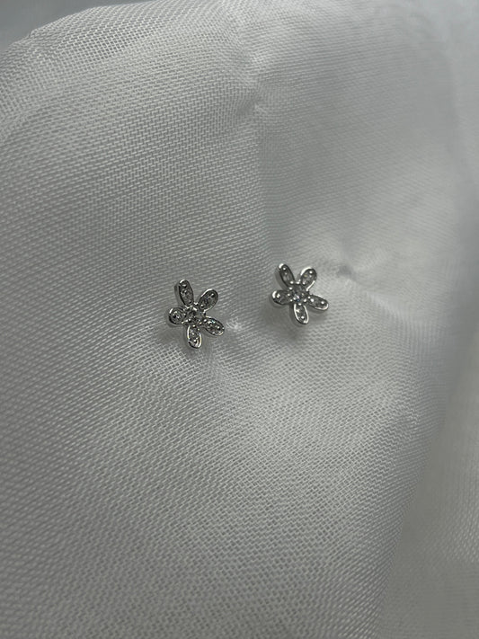 Cubic Zirconia Flower Stud Earrings
