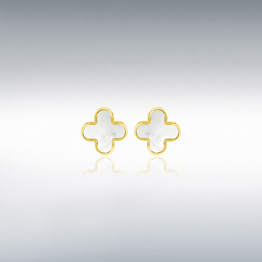 9ct Yellow Gold 6.5mm x 6.5mm Mother of Pearl Petal Stud Earring