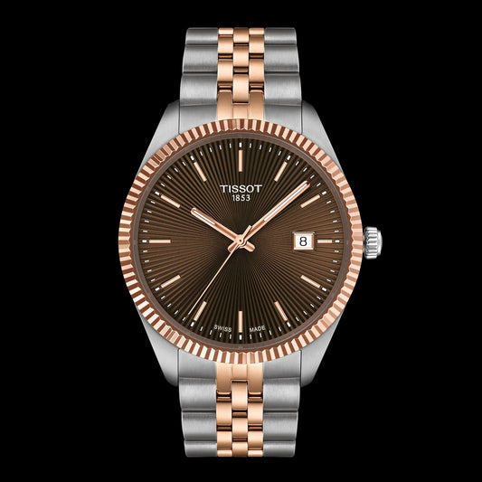 Tissot Ballade 40mm Chocolate Dial Rose Gold Two Tone