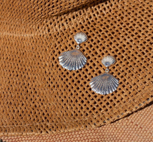 ISLA DOUBLE SHELL EARRINGS Sterling Silver SE07_SLV