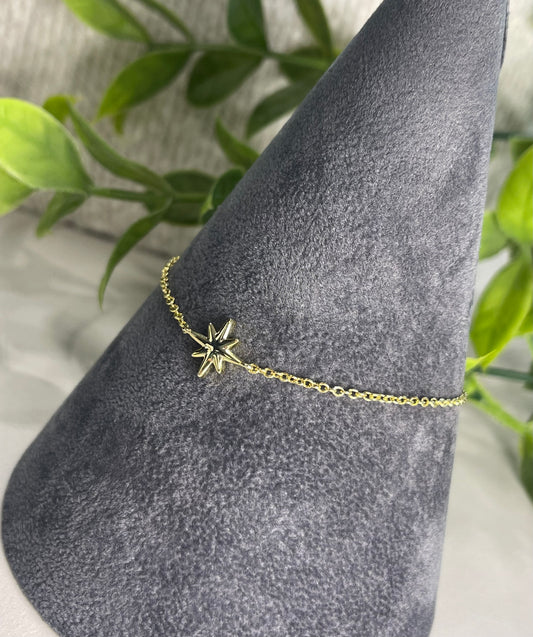 SILVER LADIES GOLD PLATED STAR BRACELET