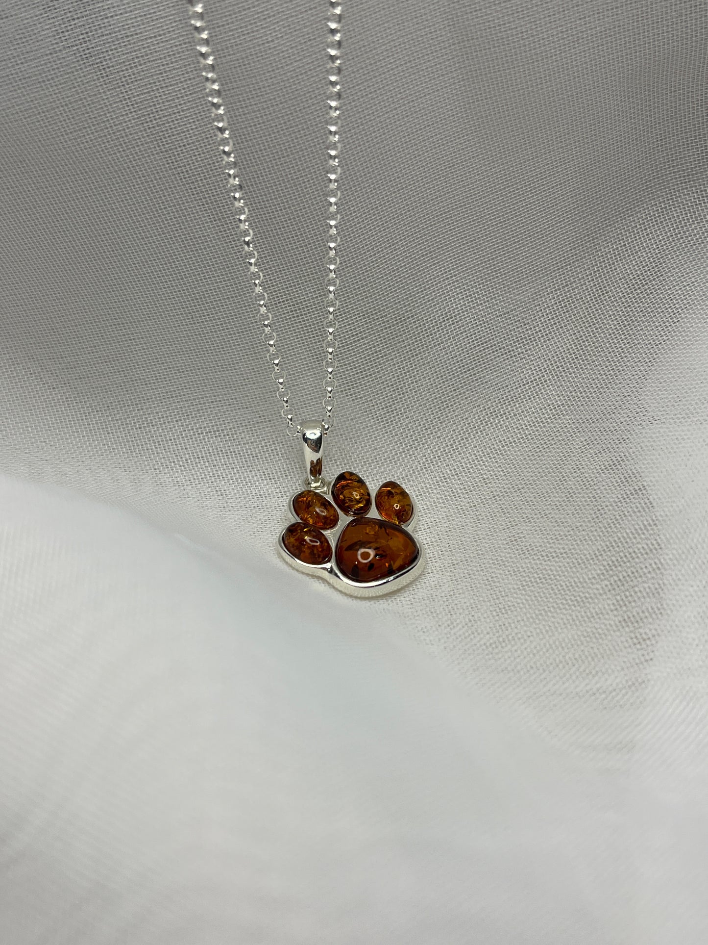 Baltic Amber Paw Print Necklace
