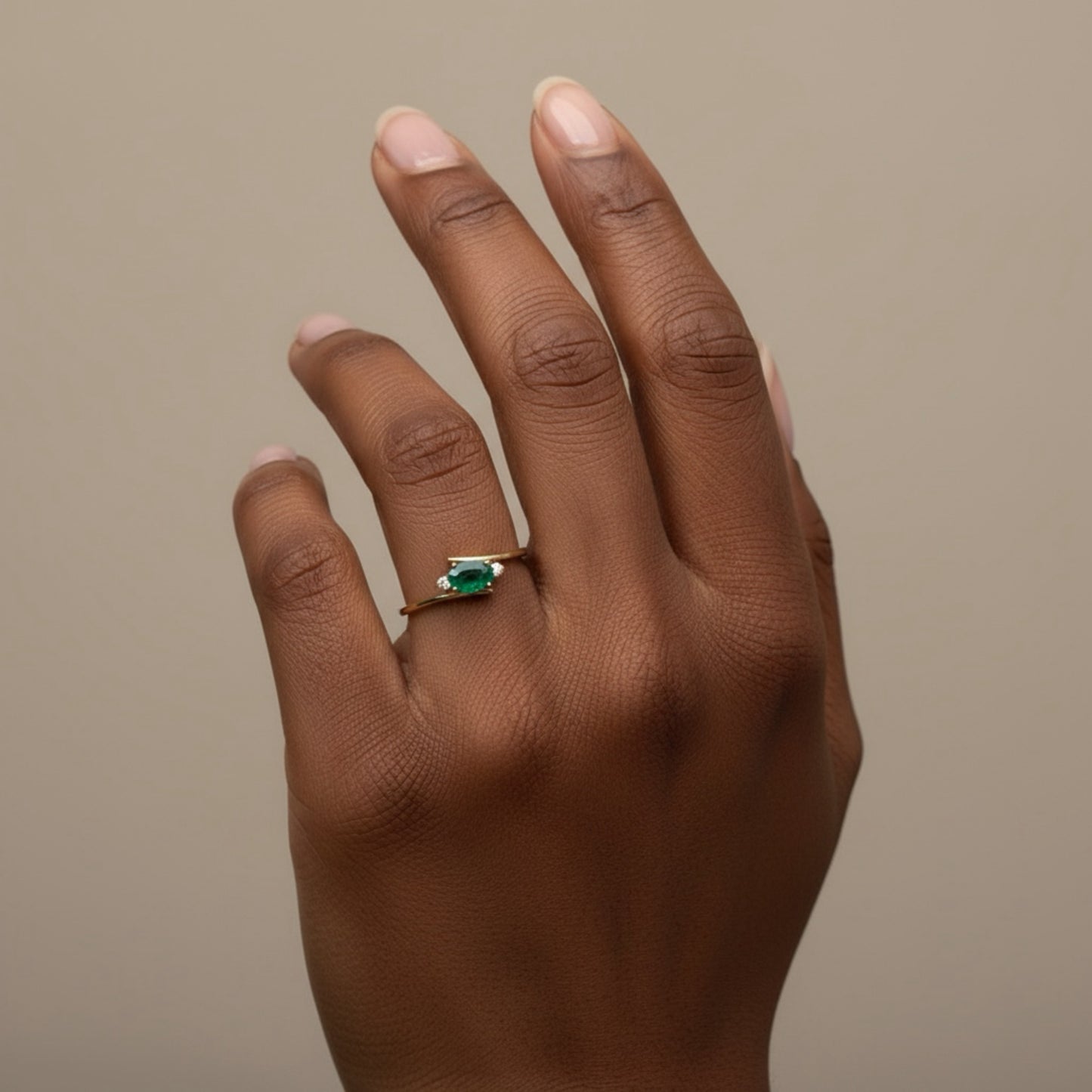Emerald and Diamond ring 9k Yellow Gold Size M
