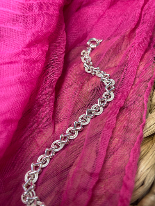 Silver Handmade 8mm Textured Circle Square