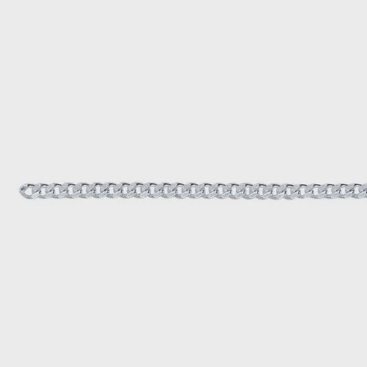 Sterling Silver 2mm Diamond-Cut Curb Chain - 27cm for Anklet