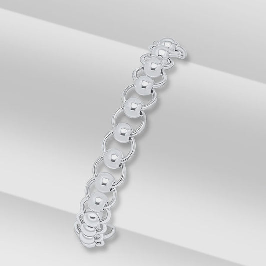 Silver Handmade 8.2mm Rollerball Chain Bracelet