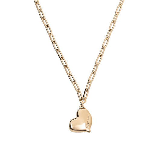 18ct Gold-Plated Necklace with Medium Sized Link Chain and Medium Sized Heart