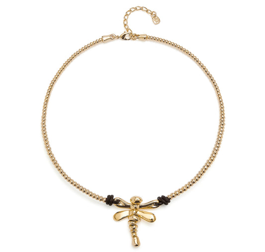 UNOde50 18ct Gold-Plated Necklace with Dragonfly