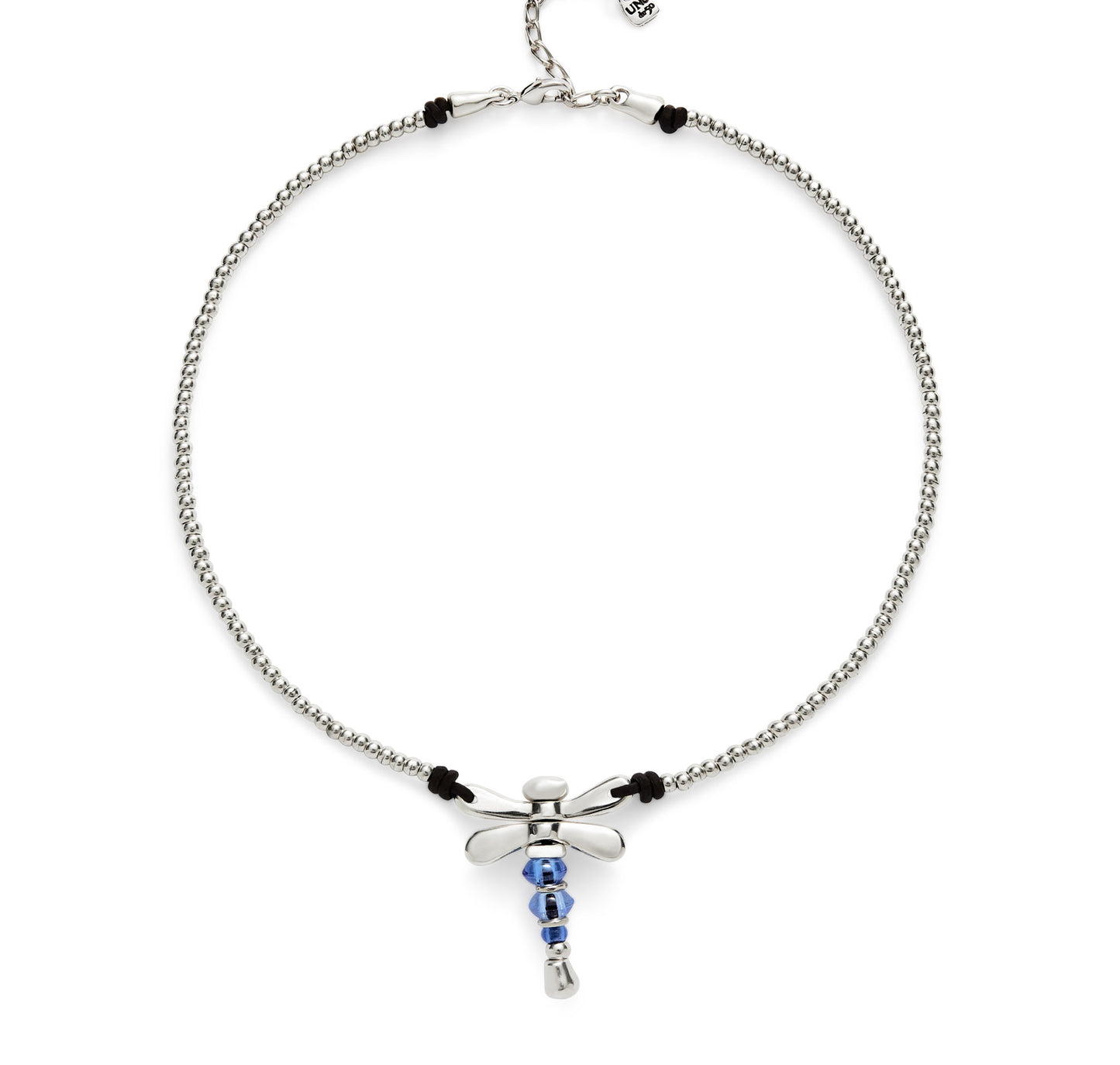 UNOde50 Silver Necklace with Dragonfly and Blue Handcrafted Crystals