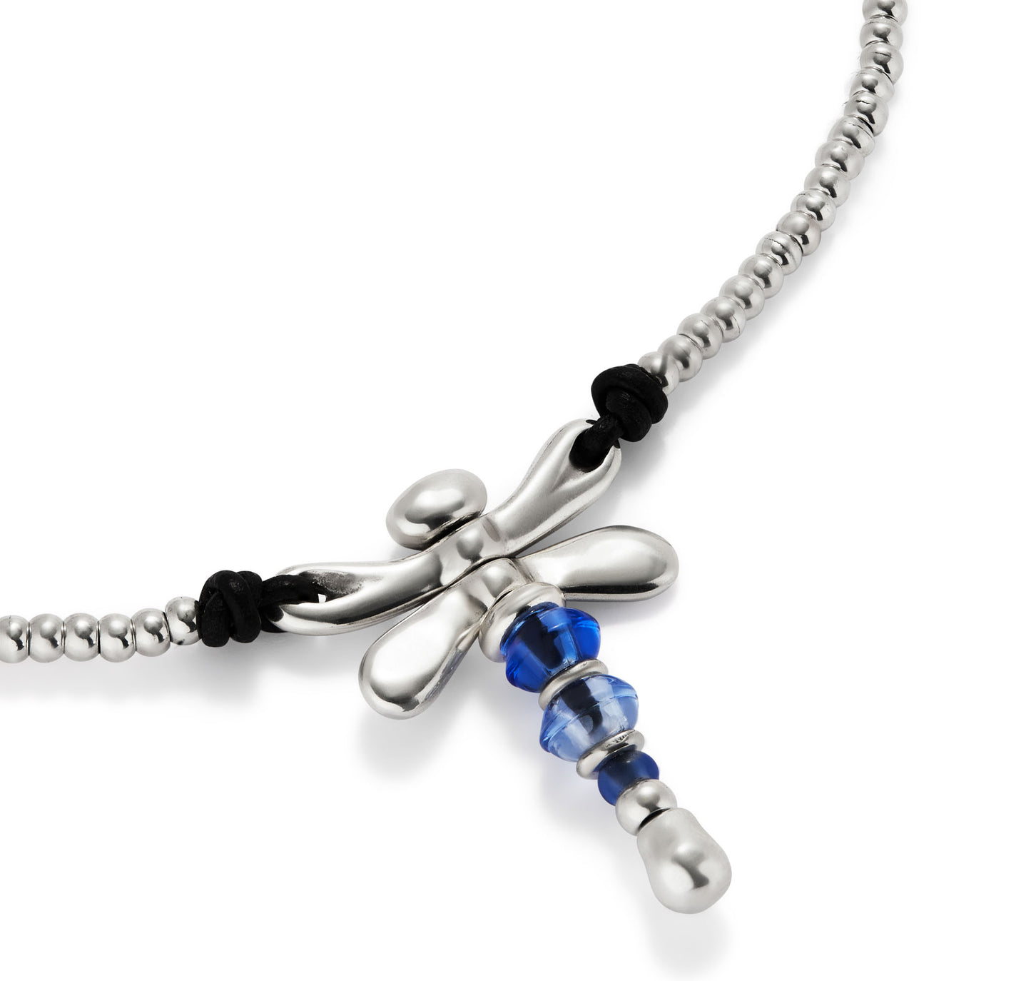 UNOde50 Silver Necklace with Dragonfly and Blue Handcrafted Crystals