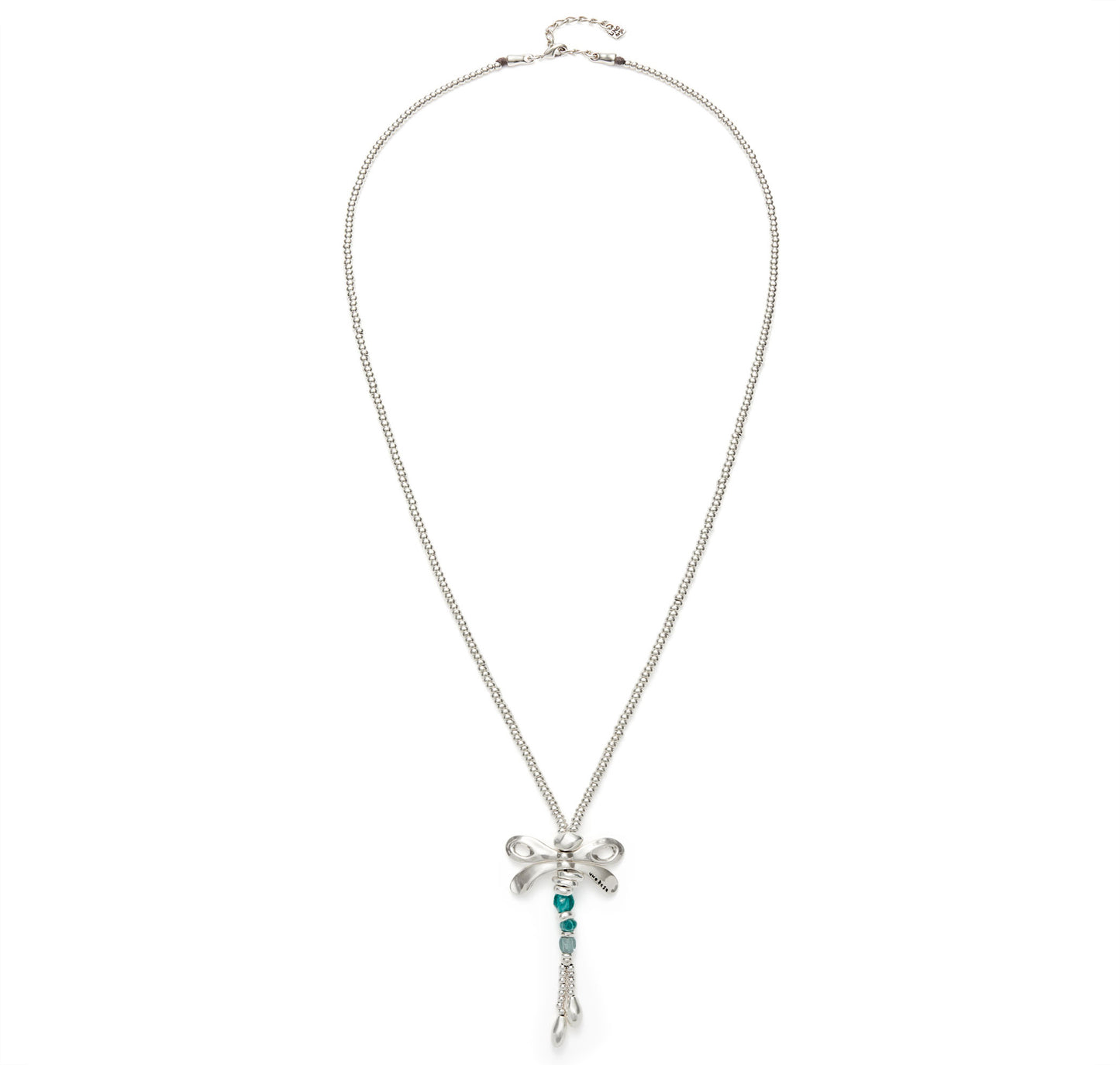 UNOde50 Long Necklace with Dragonfly and Green Handcrafted Crystals