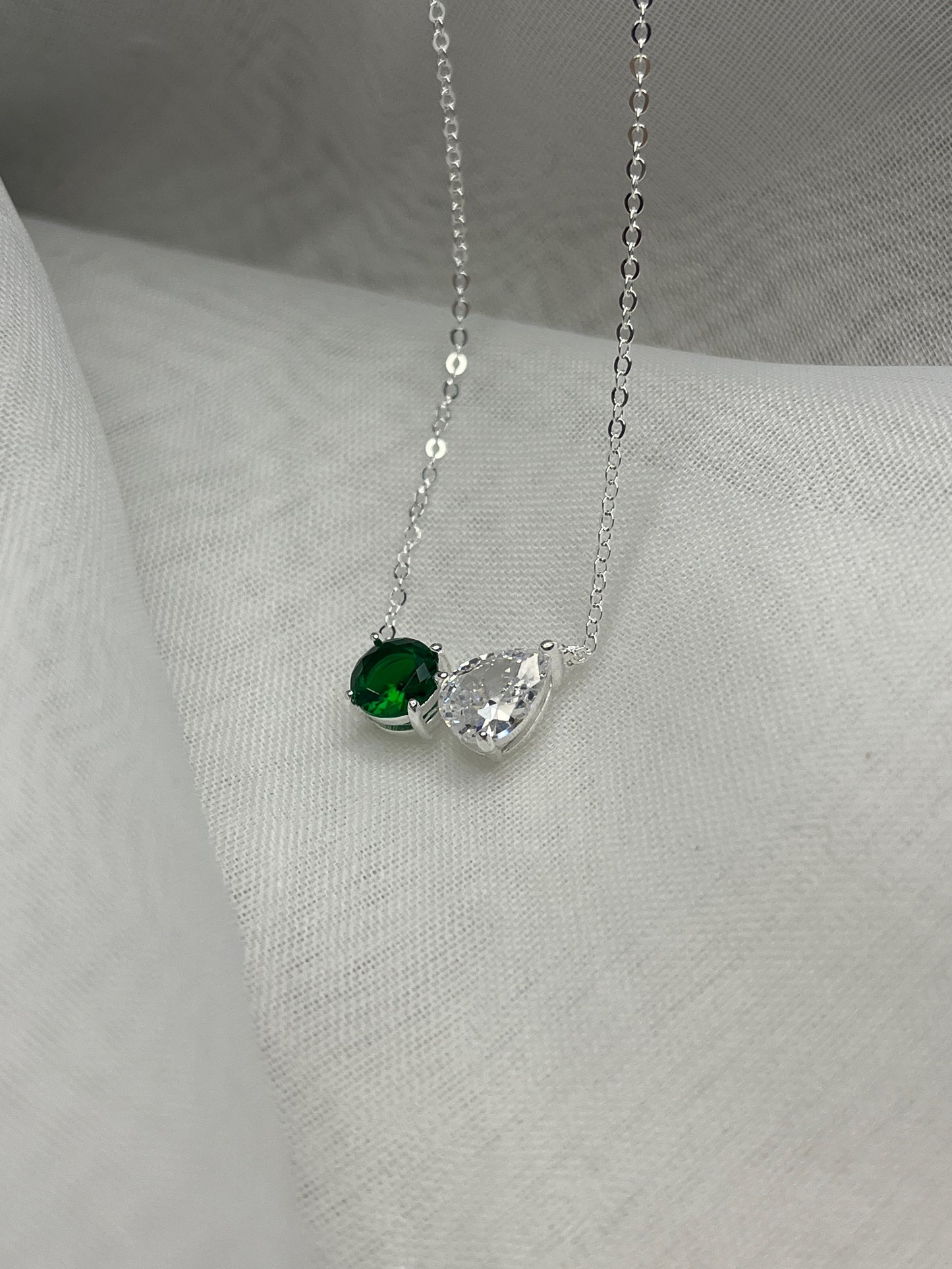 Toi Et Moi Green Stone Necklace