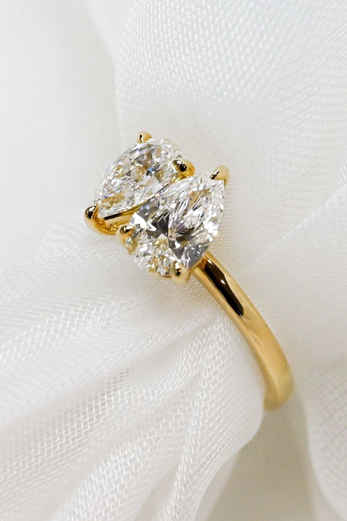 Toi Et Moi Pear Lab Grown Diamond Ring 9k Gold Size M