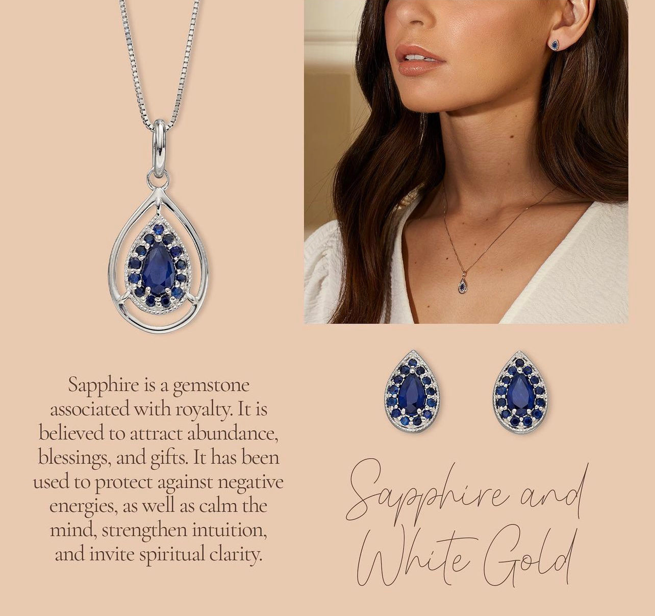 Cut Out Teardrop Pendant with Sapphire in White Gold (GP2271L)